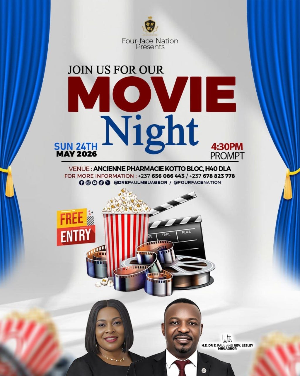 Movie Night — Four Face Nation, Sunday 24th May 2026, 4:30PM prompt, free entry
